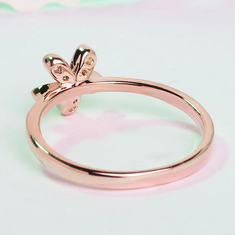 European and American High Nd Jewelry Small Daisy Rose Gold Ring Personality Tail Ring