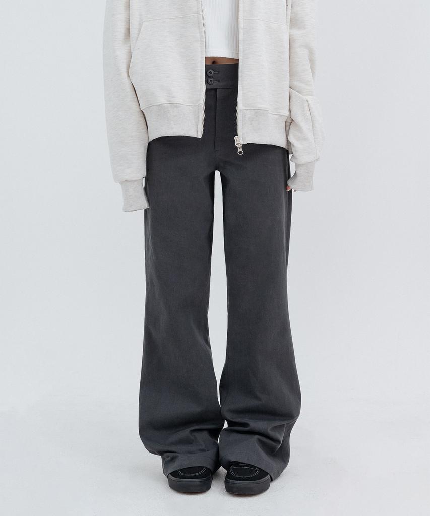 HIGH SCHOOL DISCO Two-Button Pocket Bootcut Pants_Charcoal