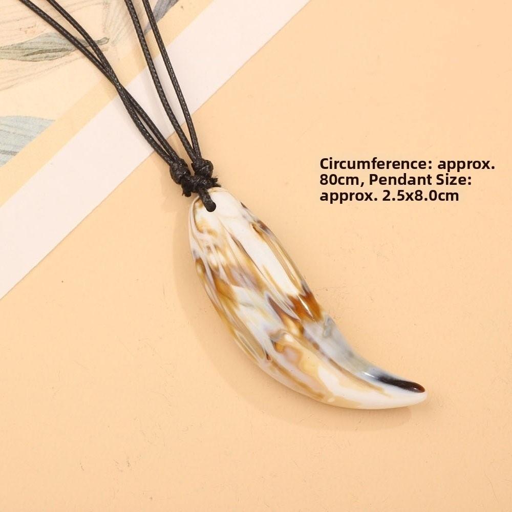 Ethnic style Shark Tooth Necklace Resin Tribal Style Pendant Gifts Sweater Chain