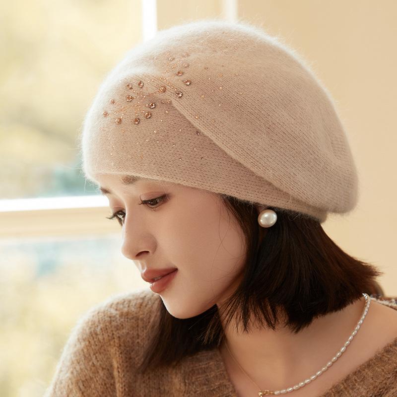 

Элегантные вязаные береты, классические однотонные шляпы художника, эластичные, утепленные, береты для женщин, осень и зима ONE SIZE бежевый