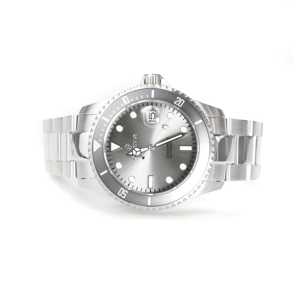 ENRIVA 200m Waterproof Diver Automatic Watch Stainless Steel Band Professional Japanese Automatic Watch for Men with 3 Hand Date Calendar Rotating