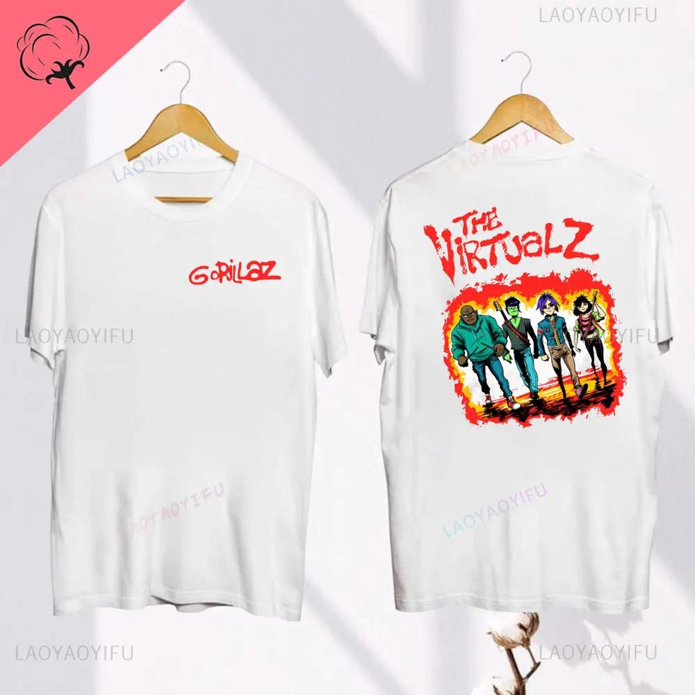 Music Band Gorillaz PUNK ROCK T Shirt Unisex Women 90s Oneck Short Sleeve Clothes Vintage Y2K Clothing Graphic T Shirts Cotton Tee S