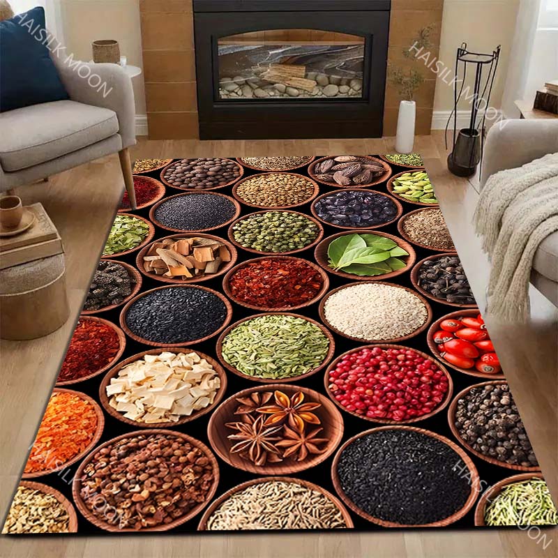 Multiple sizes Various spices arranged neatly Carpet for Living Room Bedroom Sofa Home Decor Rus Non-slip Floor Mat Luxury Gift