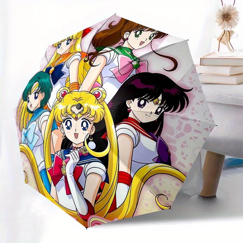 Sailor Moon Anime Umbrella with Iconic Characters - Open/Close, & Self-Opening Umbrella Suitable for All Seasons, Compact Umbr