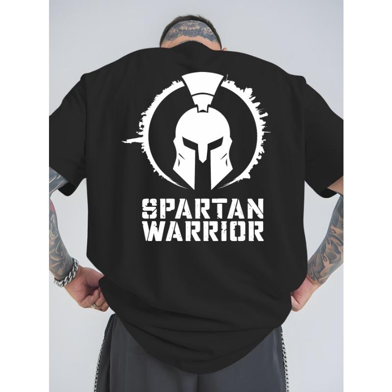 European Size Spartan Warrior Summer Outdoor Sports and Casual Large-size Short-sleeved T-shirts, Men's Trendy Fashion Prints, Loose Base Shirts