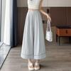 Ice Silk Cotton Hollow Wide-Leg High-Waisted Slimming Straight-Leg Pants for Women - 2026 Spring/Summer Collection