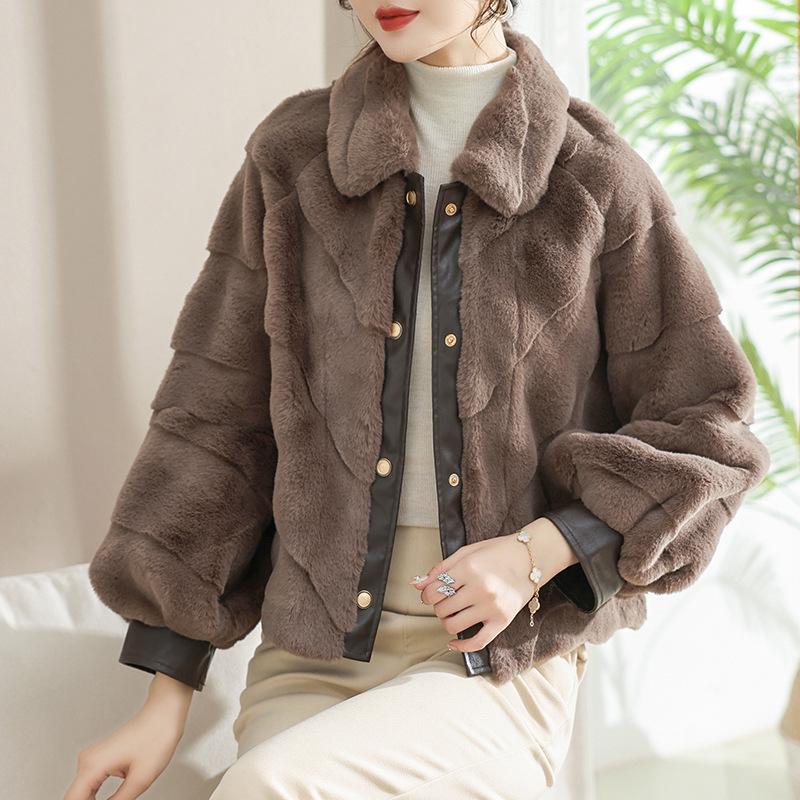 

Зимнее темпераментное меховое пальто для женщин среднего и пожилого возраста с утепленным мехом из искусственного норкового бархата с рукавами-фонариками