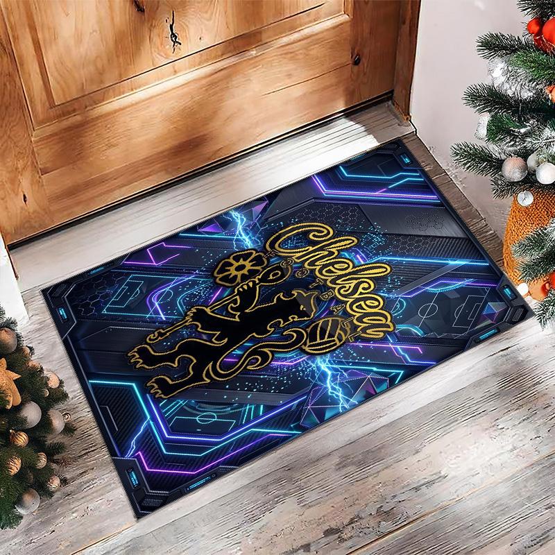 Chelsea FC bedruckter Flanell-Teppich rutschfest weicher Polyester-Bodenbelag Indoor Dekorationsmatte für Schlafzimmer Wohnzimmer Sofa Spielzimmer Heimdekoration