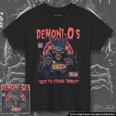 Demoni-O's Cereal T-Shirt - Horror Cereal Parody Tee