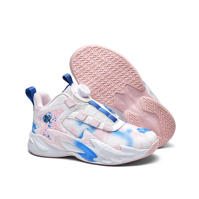 

Boys and girls sports shoes mesh basketball shoes new middle-aged and older children rotating button running shoes primary school students 39