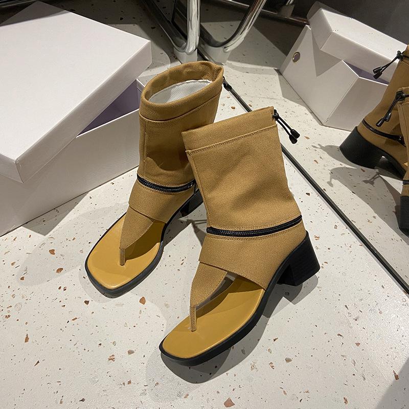 Internet-Berühmtheiten Zehen römischer Stil hochhackige Sandalen Damen 2025 neu Sommer zwei Tragevarianten offen Zehen dicker Absatz coole Stiefel Temperament Damenschuhe