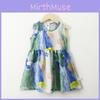 Kid Girl Summer Dress With Cotton Satin Fabric Floral Print For Toddler