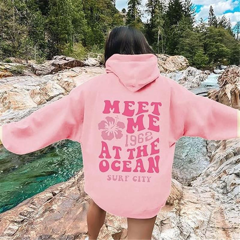 New S--5XL European Size Women's Shoulder Sleeves Threaded Cuffs Hem Sweater Hoodie Oversized Letter Printing