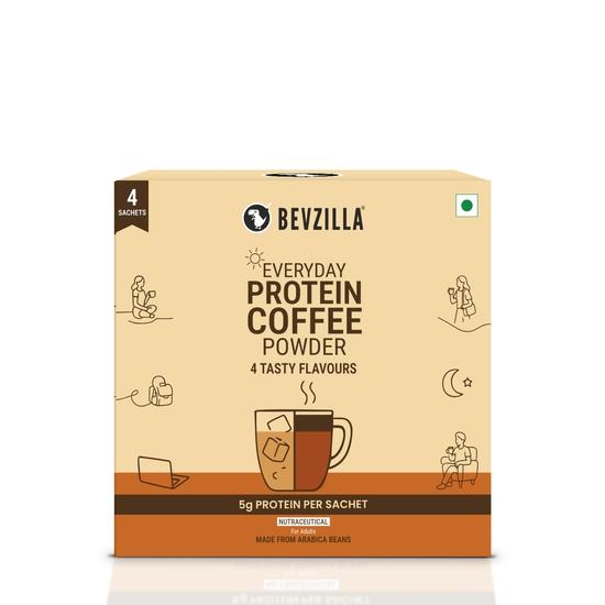 

Bevzilla Everyday Protein Растворимый кофе в саше|40 г(4x10г)| 5 г белка в каждой | Кофе Арабика | Без добавленного сахара
