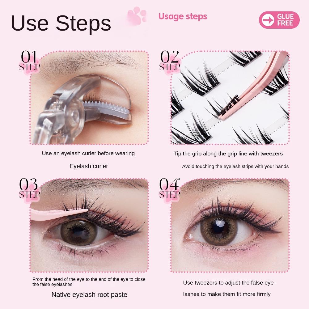 Makeup Self-adhesive Lash Clusters Extension Glue Free False Lashes Fake Eyelashes  Women/Girls
