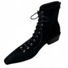 Autumn and Winter New Fashionable Temperament Medium Boots Women's Thick Heel Pointed Leather Strap Punk Style Short Boots