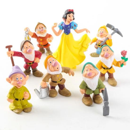 8Pcs/Set Snow White Seven Dwarfs Figures Model  Toys Ornaments Home Decoration