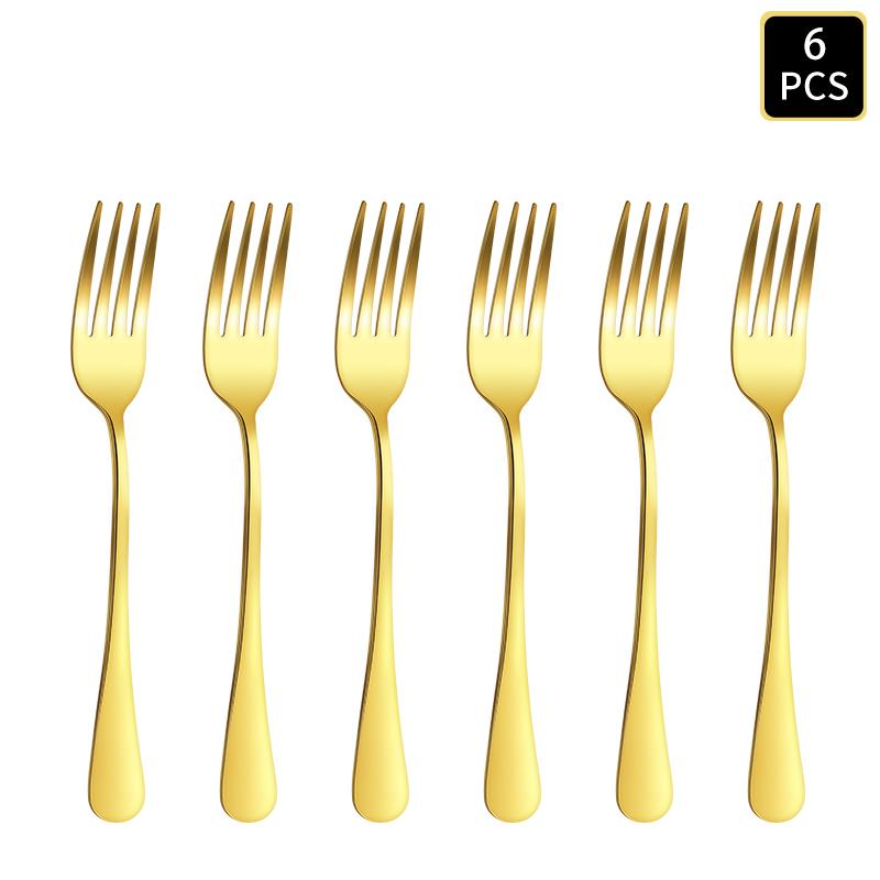 4/6/16/24-teiliges goldenes Edelstahlbesteck 1010 rundgriffiges Messer, Gabel und Löffel Besteckset geeignet für Familienessen, Hotel
