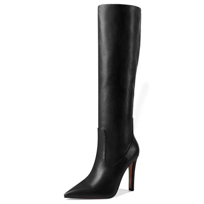 Black Western High Boots For Women Shoes Sexy Elegant High Heels Winter Spring Women's Knee High Boots Chelsea Long Shoes Lady