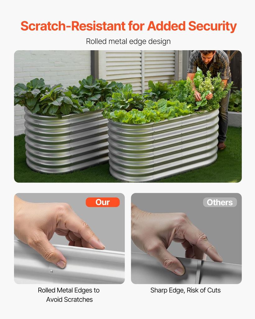 Metal Raised Garden Bed, 1.2 X 0.6 X 0.6 M Oval Outdoor Galvanized Planter Garden Box, Open Bottom Design, Large Planter Raised Bed for Growing