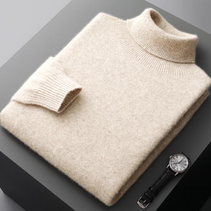 Spring & Autumn Men's Pure Wool Plus Size Knit Sweater - Versatile, Trendy, Lightweight.