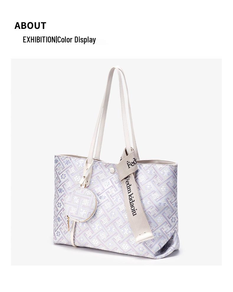 Guangxi Zhuang Brocade Women's Heritage Tote: Large Capacity, Practical, Commuting Shoulder/Crossbody Bag 2026