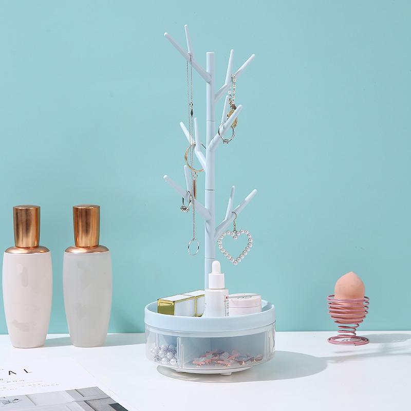 1pc Desktop White Tree Branch Jewelry Storage Box, Rotating Jewelry Holder Organizer, Room Decor Back To School