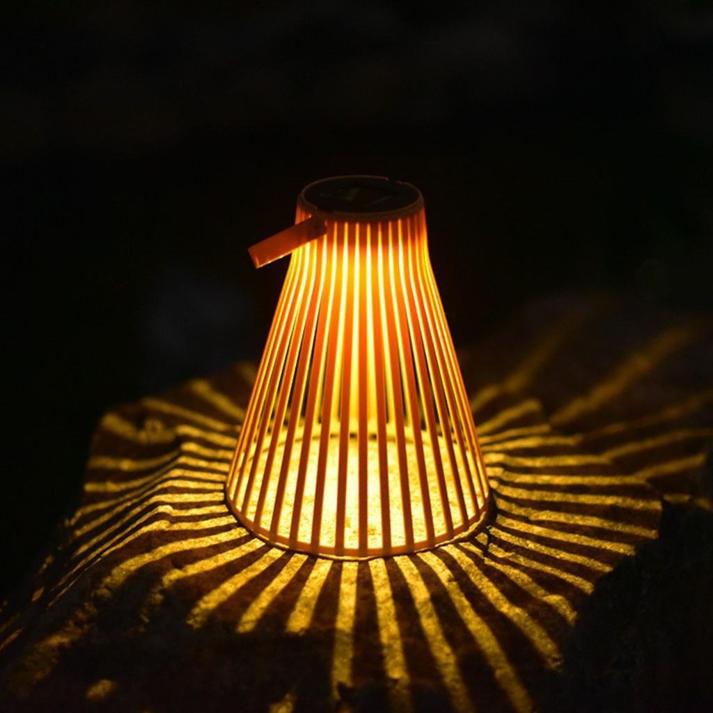 Solar Bamboo Pendant Lantern Outdoor Decorative Light for Garden Patio Balcony Creative Woven Rattan Lantern New Chinese Style Landscape Lighting