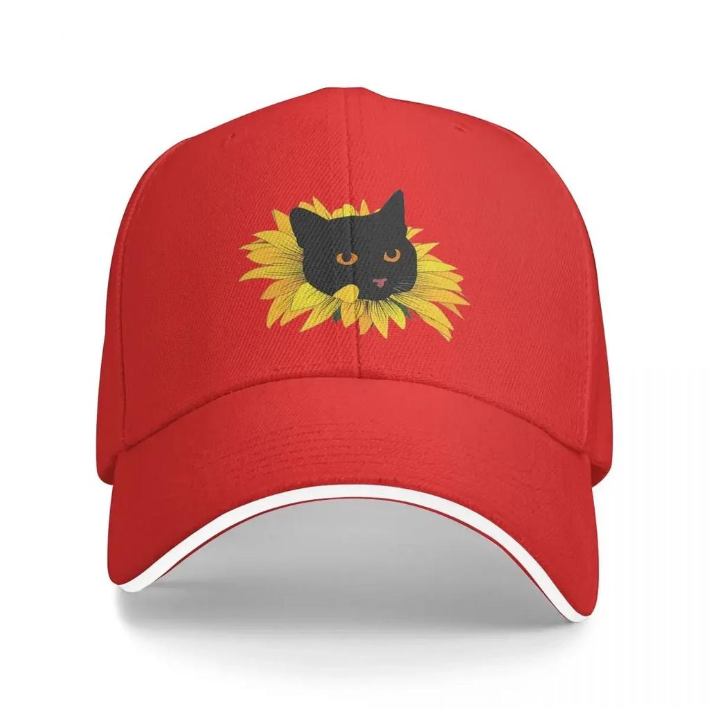 New Black Cat Popping Out Of A Sunflower Bucket Hat Cap Fashion Casual Baseball Caps Adjustable Hat Summer Unisex Baseball Hats