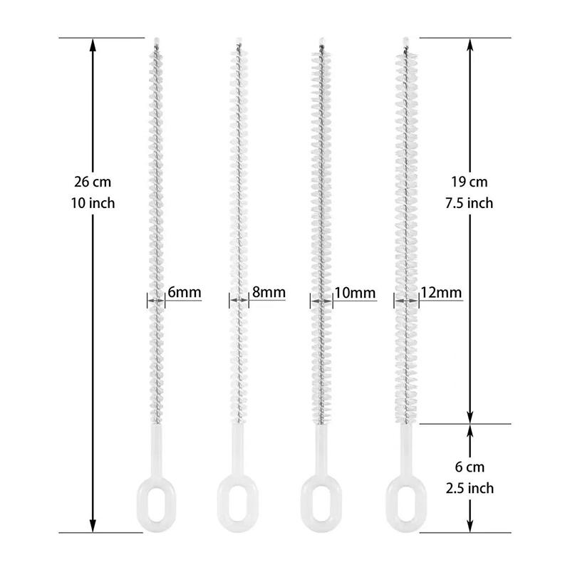 1/4Pcs Straw Cleaner Brush 4 Diameters Full Coverage Bristles Extra Long Pipe Straw Cleaners Brush For Tumbler Sippy Cup Kettle