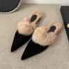 Fashion Aphixta New Warm Winter Slippers Suede Pointed Toe Slipper Low Heel Furry Shoes Indoor Hair Slides zapatos de mujer pantunflas