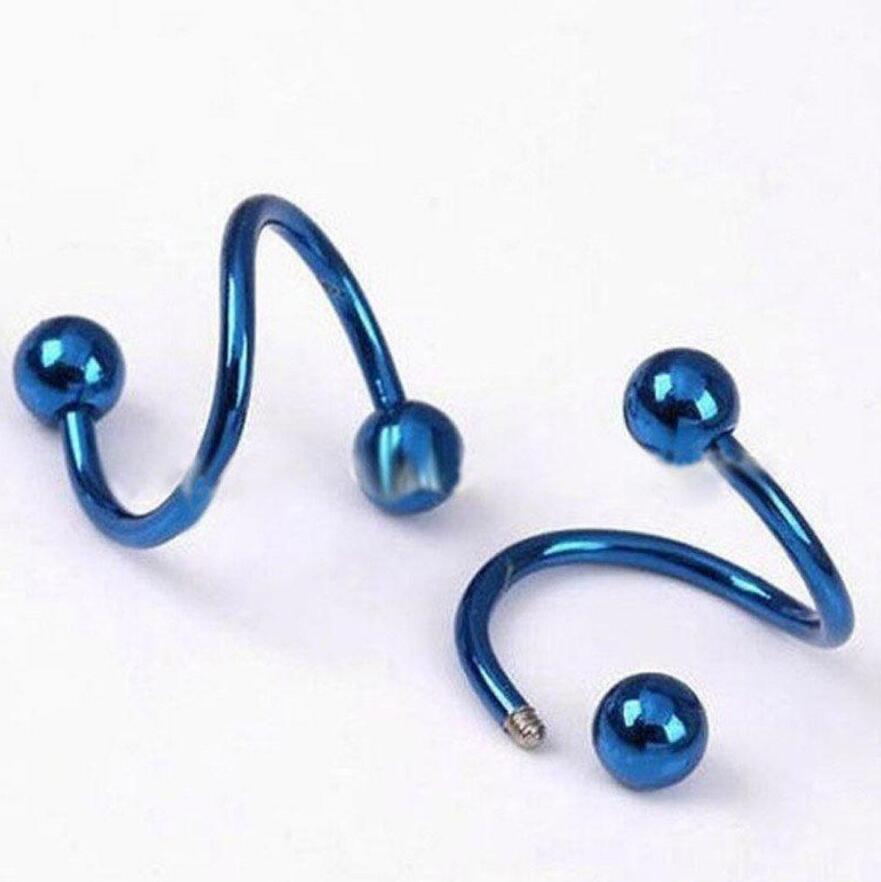 

Кільце з нержавіючої сталі S-подібної SBR Спіральна сережка для нігтів брови носове кільце синій