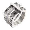 Anello con numeri romani a tre strati per donna, anelli di cristallo girevoli in acciaio inossidabile di lusso, gioielli alla moda per matrimonio femminile