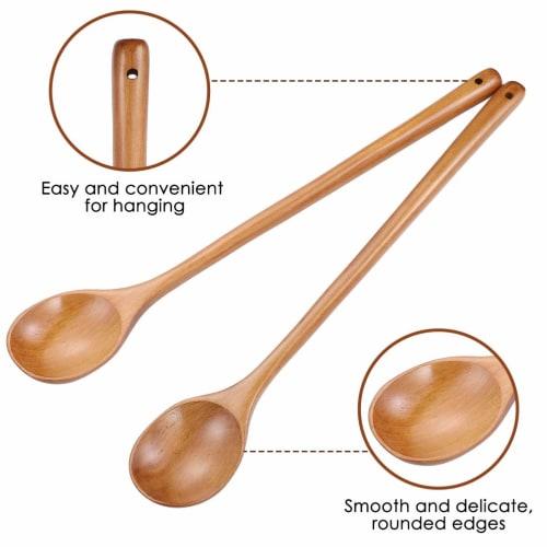 Wooden Long Handle High Heat Resistant Spoons, Long Spoons, Cooking Spoons, Stirring Spoons, Cookware, Korean Tableware, Kitchen Utensils, Set of 2