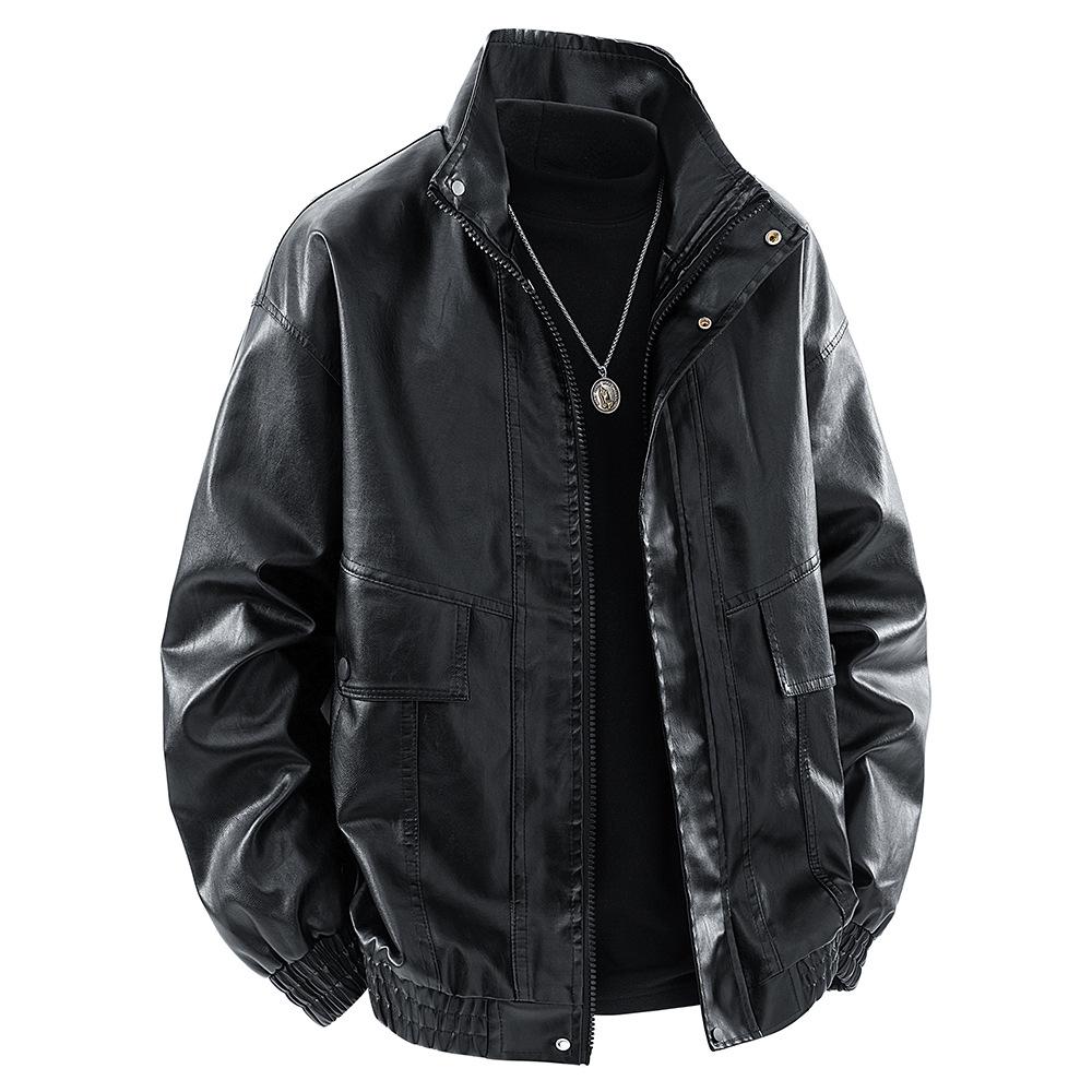 Men's Jacket New Work Jacket Men's Handsome Men's Spring and Autumn Casual Leather Jacket Top