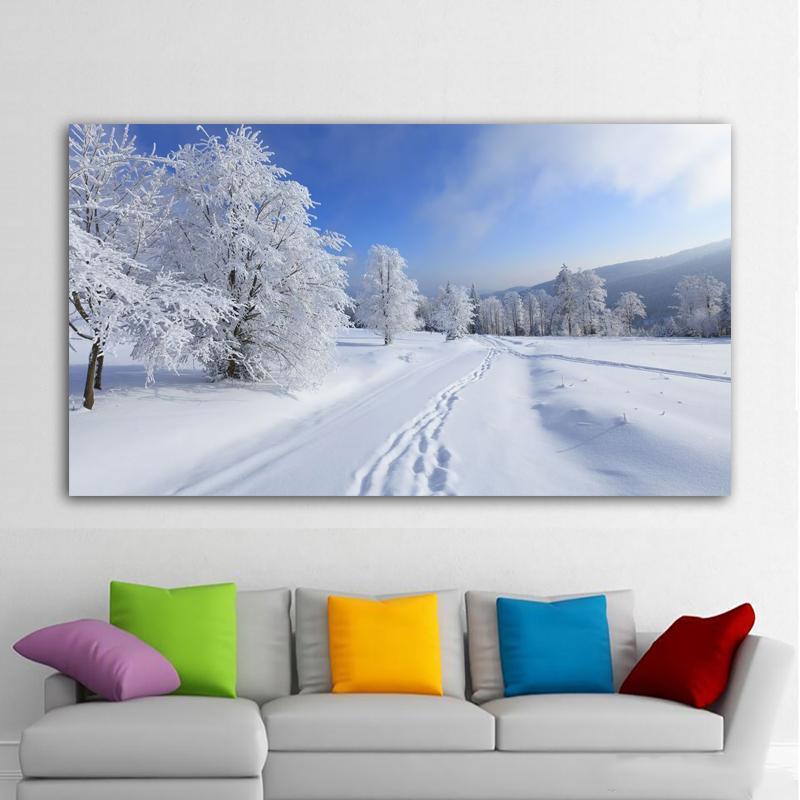 RELIABLI ART Wandkunst Winter Schnee Bäume Landschaft Poster und Drucke Home Decor Leinwand Malerei Poster Bilder für Wohnzimmer