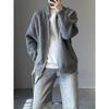Solid Color Knitted Sweater Jacket Men's Spring and Autumn Lazy High-end Cardigan Japanese Retro Ruffian Handsome Stand-up Neck Sweater