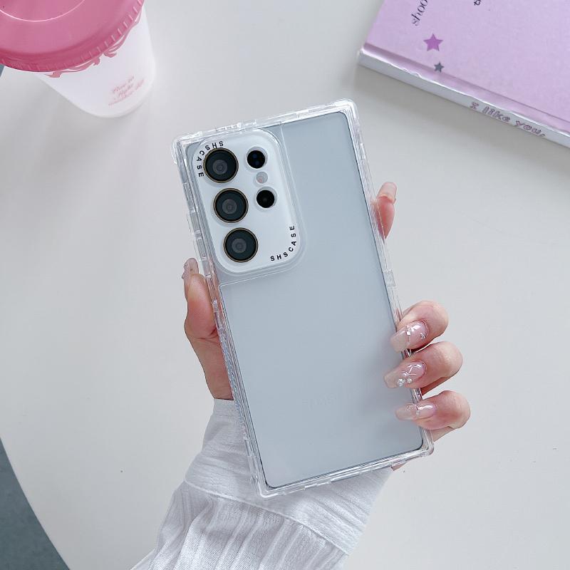 

Luxury Hard PC Solid Color Borders+Transparent Soft TPU 3-in-1 Phone Case For Samsung S25 Ultra S23 S24 Ultra Bumper Back Cover Galaxy S23 Ultra прозорий