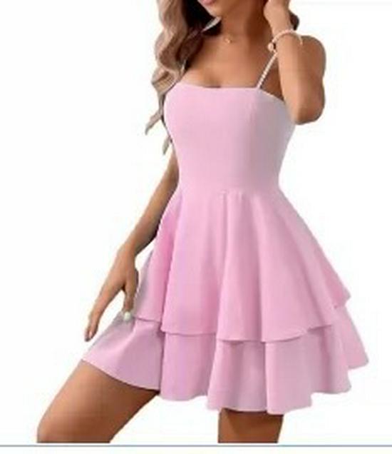 European & American Style Short Backless Bow Strap Cake Dress
