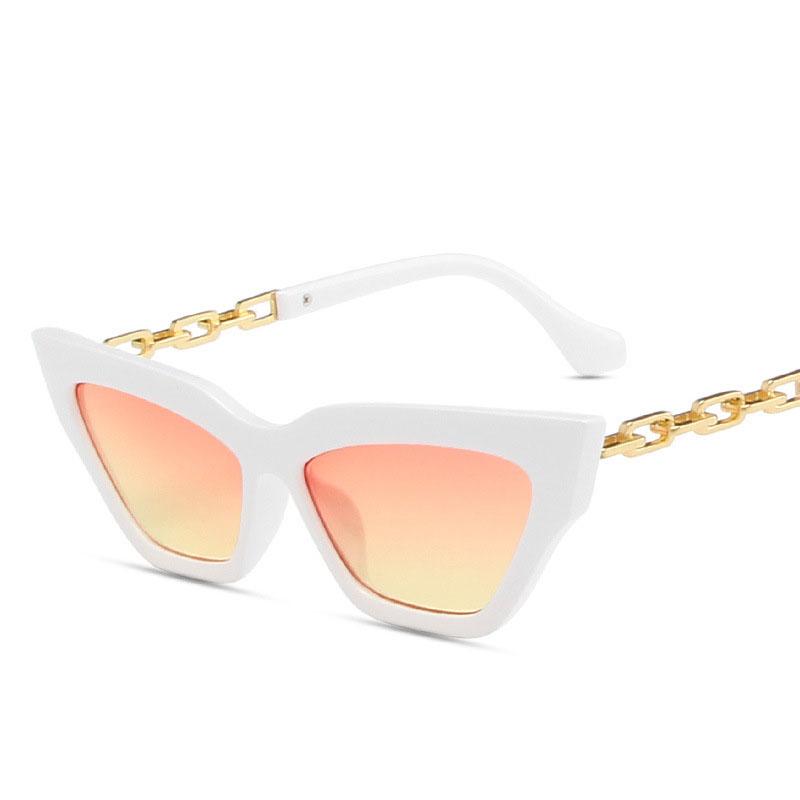 New Fashion Sunglasses Women Cat Eye Shape Metal Chain Leg Sun Glasses Women European American Style Women’s Sunglasses