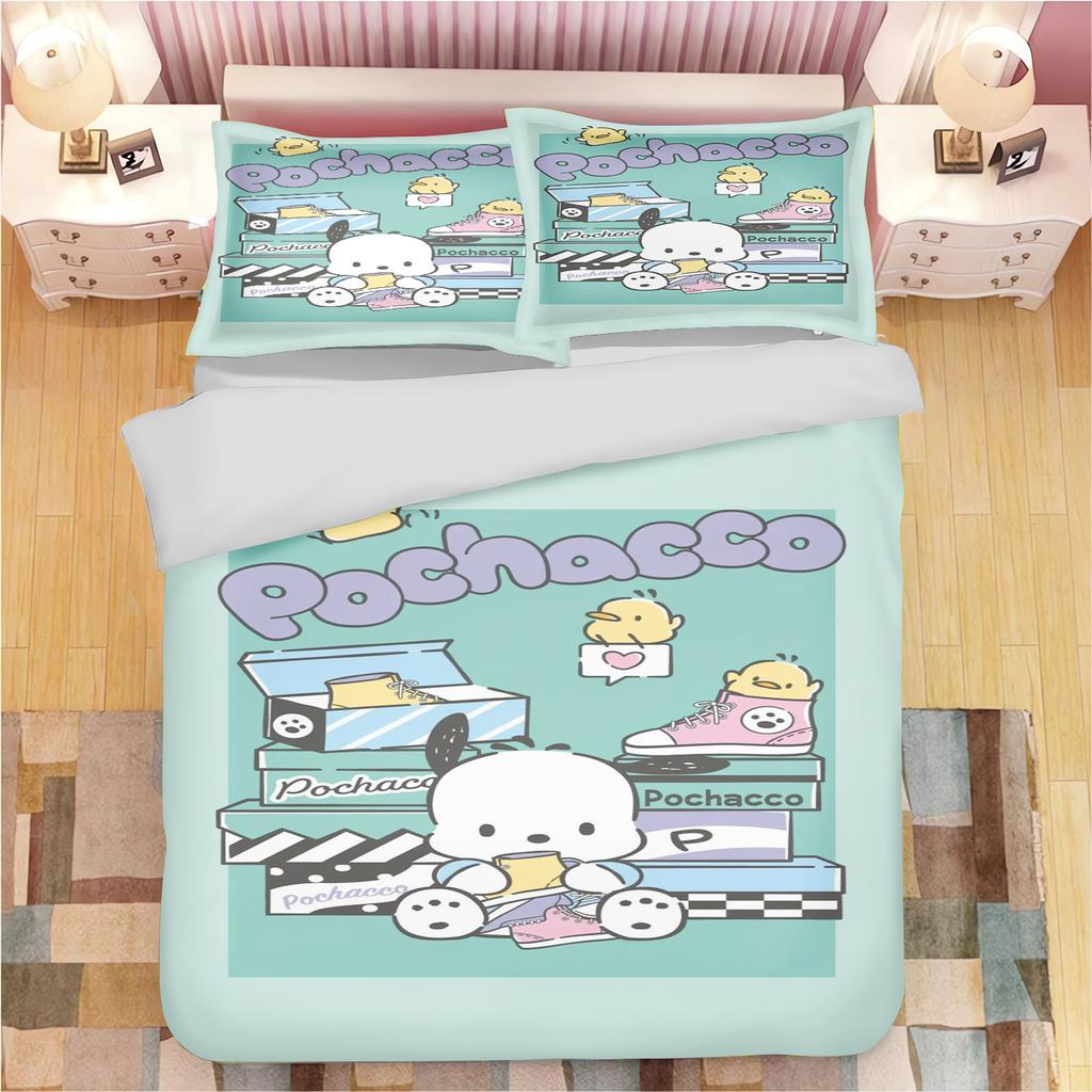 Sanrio Pochacco Duvet Cover Set Comforter Bedding 3D Children'S Bedding Set 3-Piece 1 Quilt Cover King Size