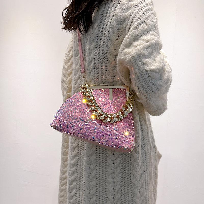 Autumn and Winter New Sequined Banquet Mobile Phone Shoulder Messenger Bag High-end Fashion Atmospheric Women's Bag