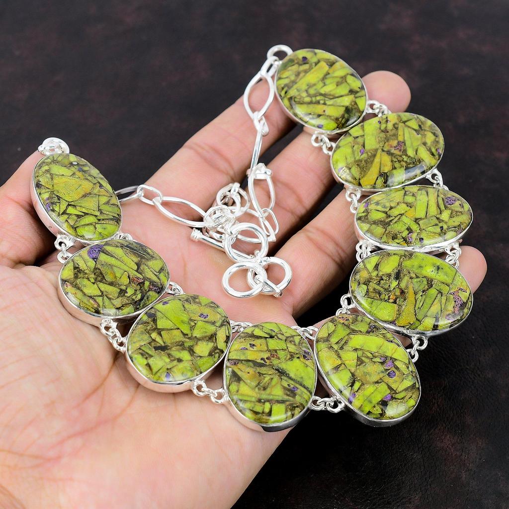 Copper Atlantisite Necklace 925 Sterling Silver Necklace Gemstone Handmade Jewelry Adjustable Chain Necklace Gift For Girl Designer Necklace