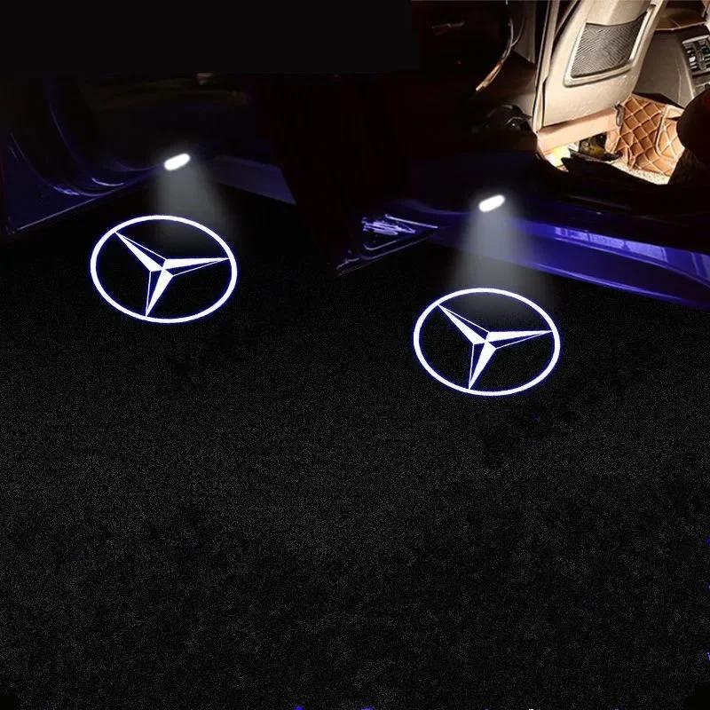 

C200 E200 New 2025 For Mercedes Benz 2PCS Car Door Emblem LED Light Welcome Lamp Wireless Laser Projector For Mercedes Benz B/C/