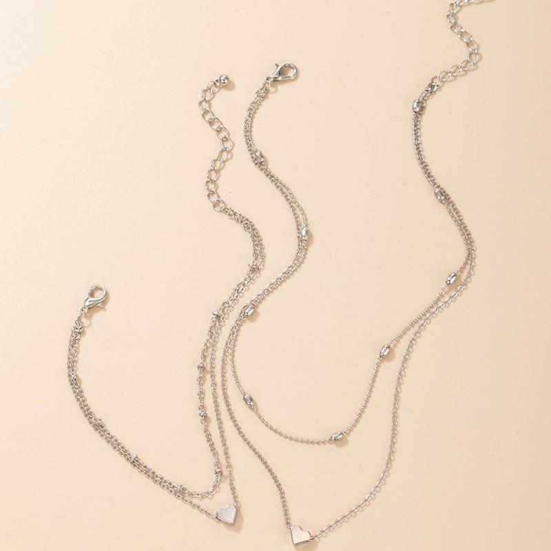 Personalized New Jewelry, Love Geometric Simple Multi-layer Bracelet Necklace Two-piece Combination Women