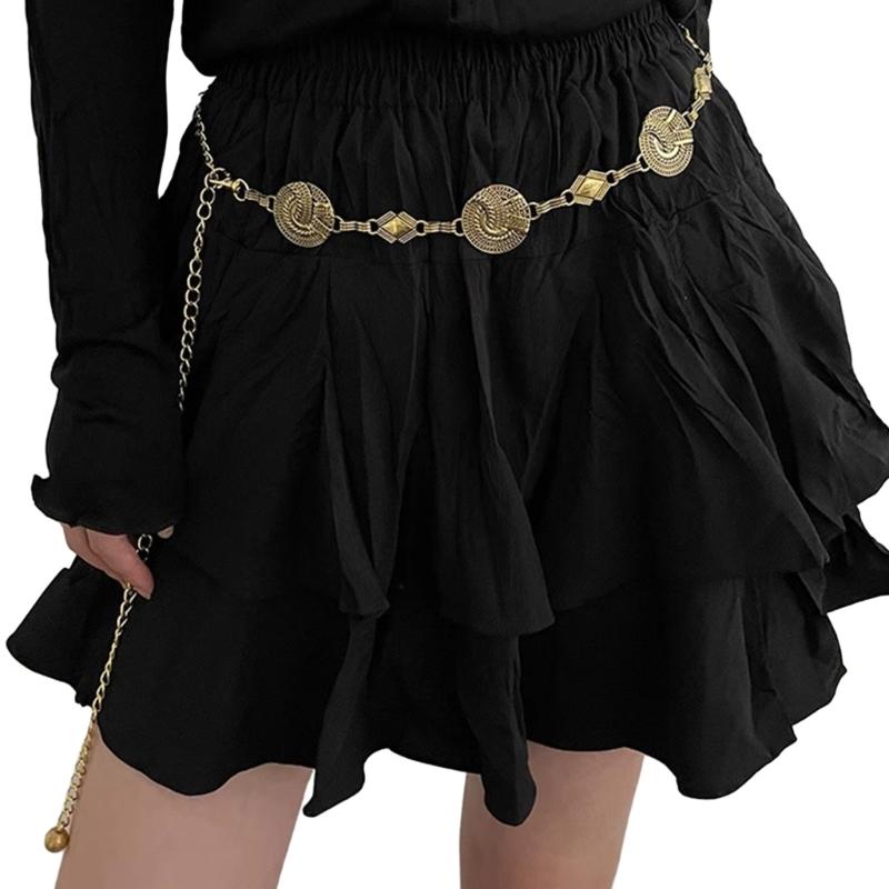 Chic Metal Waist Belt Chain with Adjustable Length Fashion Forward Accessory 1 золотой