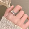 Korean Silver Color Pearl Bowknot Rings for Women Minimalist Elastic Bead Ring Wedding Aesthetic Jewelry