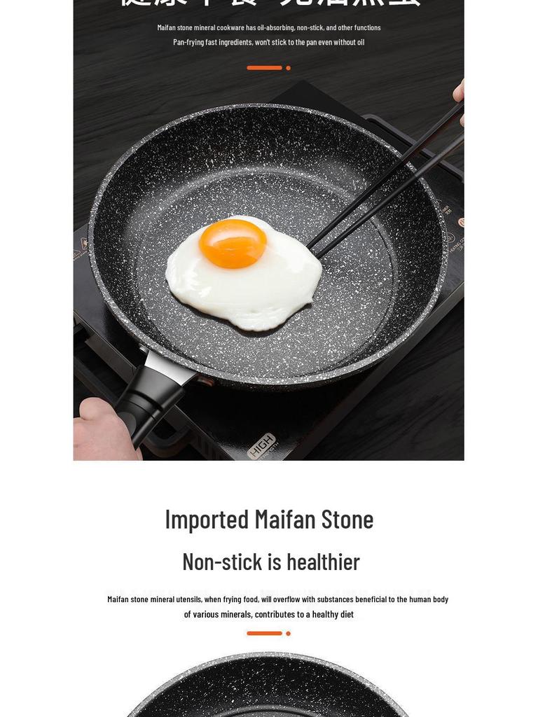 Maifan Stein Antihaft-Bratpfanne – Flacher Boden für Pfannkuchen, Steak und mehr. Neues Modell mit leichtem Design und Rauchreduzierung.