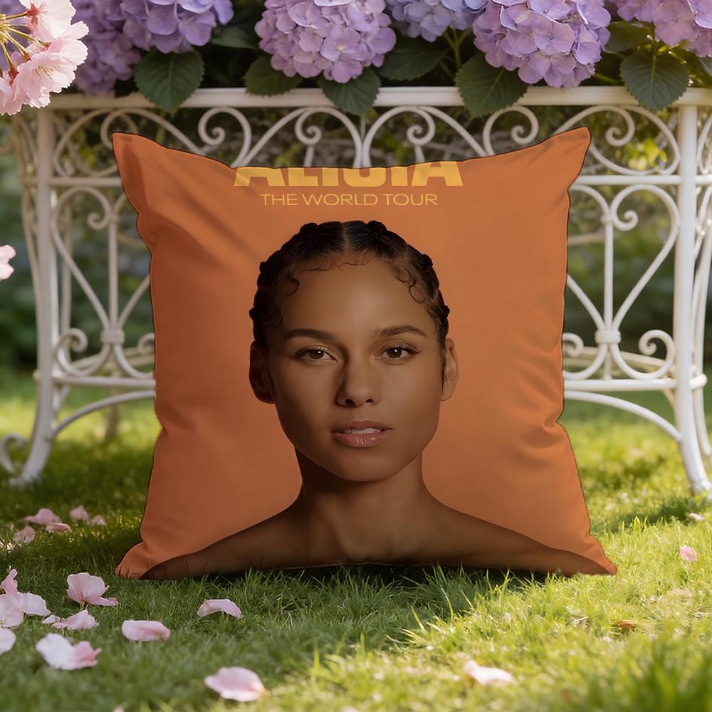 singer A-Alicia Keys Cushion Cover Home & Car Dual-Scene Pillow Cover: Reversible for Premium Comfort