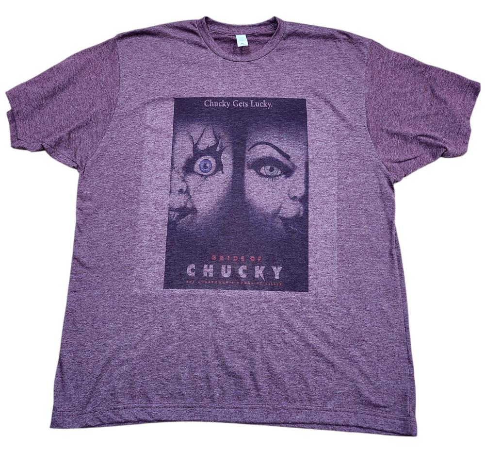 

Bride of Chucky Movie Men039s Tshirt Vintage color purple s3x Unisex T-Shirt XXXL